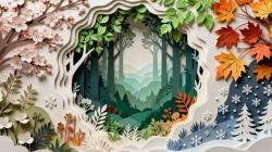 浮雕剪纸风格插画提示词